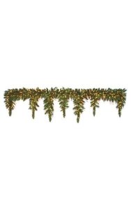 80 inches Icicle Pine Garland - 300 Green Tips - 300 Warm White LED Lights