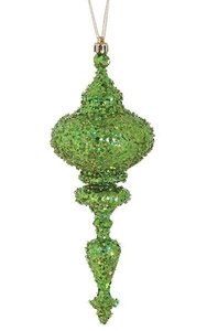 9 inches Sequined/Beaded Finial Ornament - Green