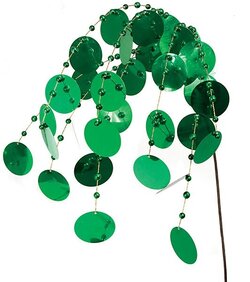45 inches Sequin Circles and Bead Pick - 23 inches Stem - Green
