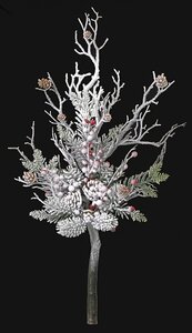 26 Inch Flocked Pine Cone Twig Pick