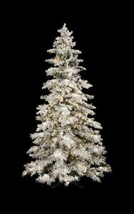 7.5 feet Heavy Flocked Snow Christmas Tree - Full Size - 1,144 Tips - Wire Stand