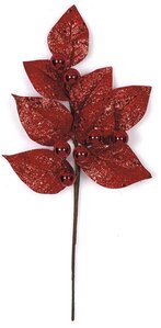 Earthflora's 15 Inch Red Metallic And Glittered Pick With Mini Reflective Balls