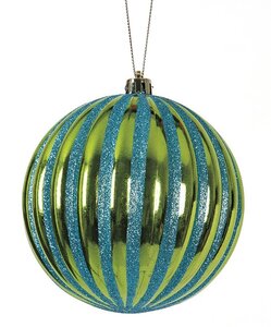 Earthflora's 4 Inch Or 5 Inch Green/blue Reflective Glitter Ball Ornament - Green/blue