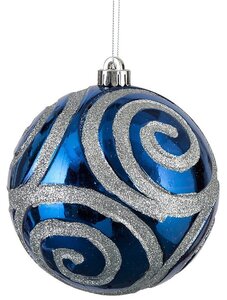 Earthflora's 6 Inch Glitter Swirl Ball Ornament - Dark Blue