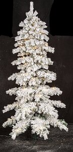 Earthflora's Flocked Slim Glacier Tree With Frosted C7 Lights And Led Lights - 7.5 Ft, 9 Ft, And 12 Ft.