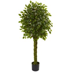5 feet Ficus Artificial Tree with Woven Trunk UV Resistant (Indoor/Outdoor)