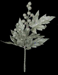 16 Inch Platinum Glittered Maple/Berry Pick