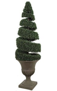 5 feet Plastic Outdoor Boxwood Spiral Topiary - 5,346 Green Leaves - Weighted Base