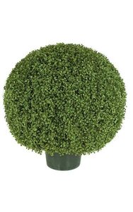 30 inches Plastic Outdoor Boxwood 30” Wide Ball -Green - Wire Frame with Steel Pipe - Weighted Base - Outdoor UV Resistance