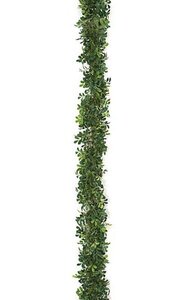 6 feet Mini Silk Boxwood Garland with Buds - Tutone Green/Cream - 5 inches Width