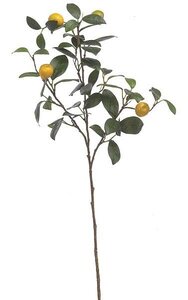 28 inches Orange Branch - 52 Leaves - 4 Oranges - Orange