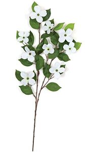 29 inches Dogwood Branch - 27 Leaves - 9 Flowers - White