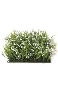10 inches Plastic Grass with Fabric Gypso - 3 inches Height - White/Green