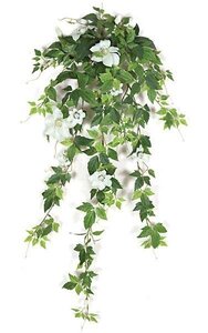 28 inches Clematis Vine - 10 Flowers - 4 Buds - Cream/White