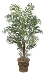 7 feet Deluxe Areca Palm - Synthetic Trunk - 24 Fronds - Green - Bare Trunk