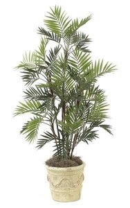 5 feet Parlour Palm - 11 Synthetic Stems - 48 Fronds - Green - Weighted Base