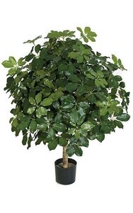 45 inches Artificial Schefflera Ball Tree - Natural Trunk - 1,036 Green Leaves - 35 inches Width - Weighted Base