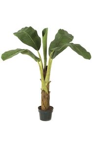 3 feet Banana Palm - Synthetic Trunk - 4 Fronds - 1 Bud - Green - Weighted Base