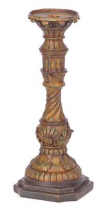 16.5 inches Resin Pillar Candle Holder - 4 inches Top Diameter - Brown Green