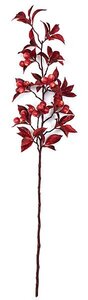 36 inches Red Apple Spray - Velvet Red/Black Leaves - 18 inches Stem