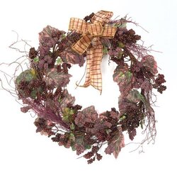 Berry Cluster Wreath with Twigs,Leaves,&Bow