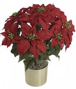 P-60215 23 inches Poinsettia Bush - 42 Leaves - 7 Red Flowers