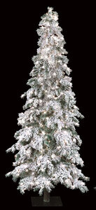 Flocked Carolina Pine Christmas Tree - Slim Size - 886 Tips - 400 Clear Lights