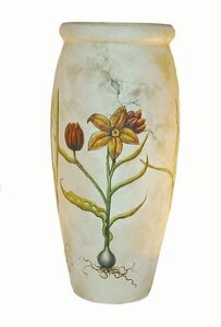 17.25 ” Hand Painted Flower Planter --Fiberglass -antique cream