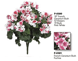 p-0300 Series 18 inches French Geranium Bush Comes in 3 different Colors
