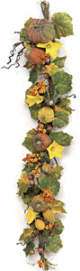 47 inches Mixed Pumpkin Garland With Leaves & Flowers