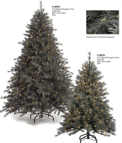 4.5 feet & 7.5 feet Mixed Evergreen Christmas Trees with Lights Blue