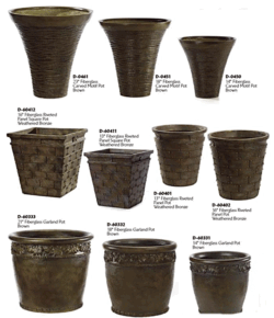 Choose from various brown or bronze planters to accent your tree and plant purchase