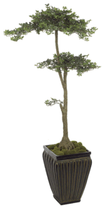 Faux Life Like 4.5 feet Large Leaf Boxwood Bonsai Topiary - 4,536 Leaves - Green - Weighted Base