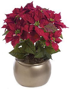 21 inches Life Like Poinsettia Bush Red