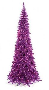 C-100441  7.5 feet Ashley Purple Slim Tree 1,077 Tips, 800  Purple Lights 41 inches Wide