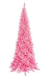 C-100411 7.5 feet Ashley Baby Hot Pink Slim Tree 1,077 Tips, 800 Baby Hot Pink Lights 41 inches Wide