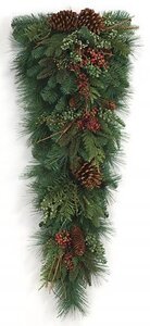C-84030 36 inches Mix Pine Teardrop Pine Cones/Red Berries/Juniper Berries/Twigs