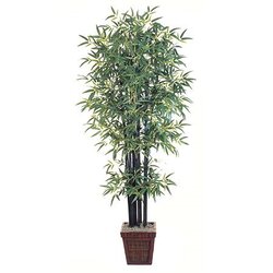 EF-1578 7 feet Bamboo Tree Natural Black Bamboo Trunks w/2191 Lvs