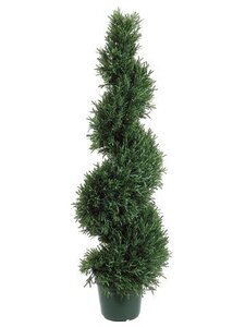EF-404 4 feet Rosemary Spiral Topiary w/1512 Lvs. 12 inches Wide in Plastic Pot Green Indoor/Outd...