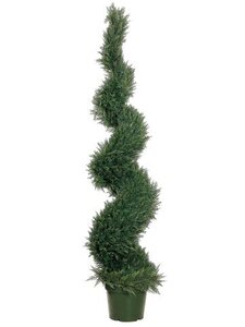 EF-417 	6.5 feet Spiral Cypress Topiary in Plastic Pot Green Indoor/Outdoor