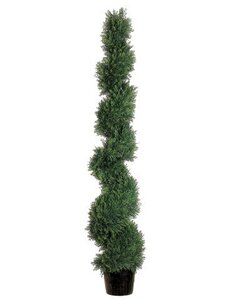 EF-815  5 feet Knock-Down Spiral Cedar Topiary in Plastic Pot Green Indoor/Outdoor