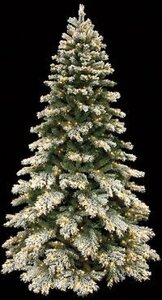 C-90128  7.5 feet Flocked Mountain Pine Tree - Full - 1,144 Tips - 500 Warm White 5mm LED Lights ...