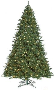 7.5 feet , 10 feet and 12 feet Tall Pre-Lit Monroe Pine Christmas Tree Fluff Free® with Warm White LED Lights