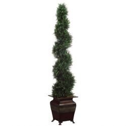 EF-888  6 feet Spiral Cedar in Metal Container Green   Indoor/ Outdoor