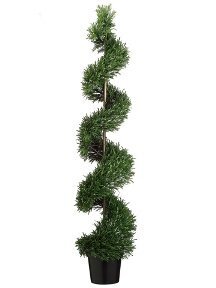 EF-036  6 feet Outdoor UV Protected Plastic Rosemary Spiral in Pot Green