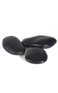 Set of 3  Fire Retardant Polyresin Large Plastic River Rocks - Black - IFR