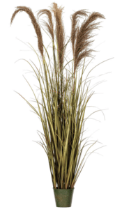 55" Green Reeds Grass In Iron Pot