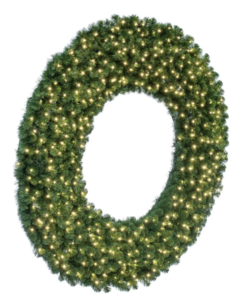 12 Foot Artificial Christmas Wreath, Warm White Wide Angle LED Lights