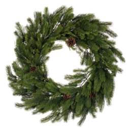 28" Holiday Pine Wreath with Cones