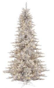 10' Silver Tinsel Fir Artificial Christmas Tree, Warm White Dura-lit LED Lights